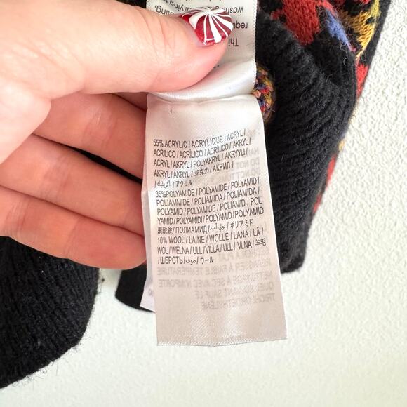 Farm Rio Black Floral Tapestry Oversize Button Front Cardigan Women's Medium - Picture 6 of 6